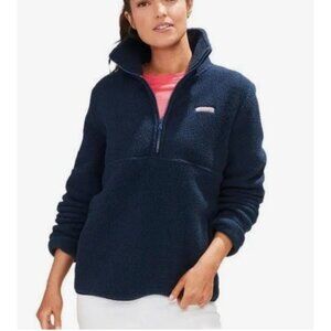 VINEYARD VINES sherpa 1/2 zip pullover jacket navy blue fleece size XS